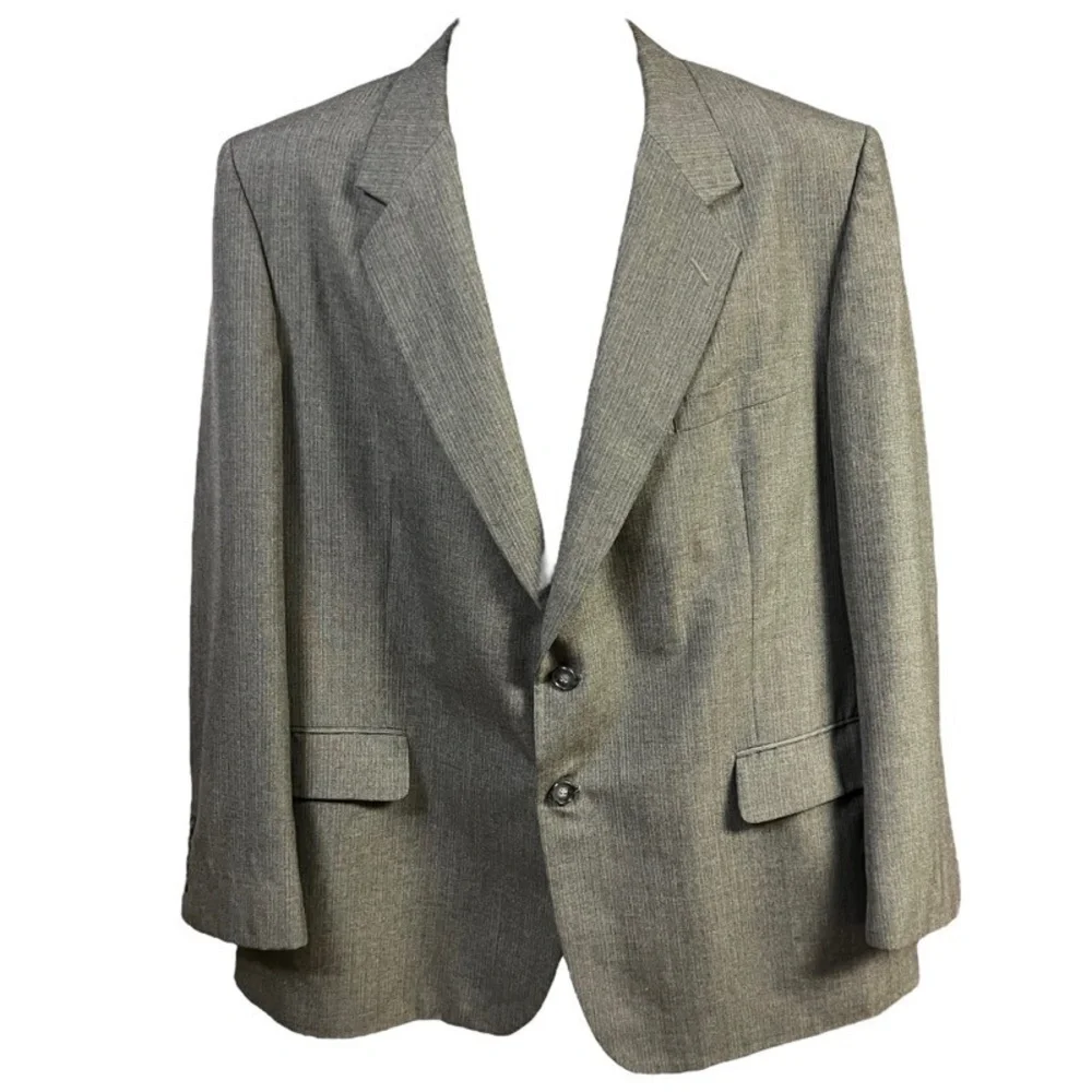 Austin Manor Sport Coat Grey Striped Notch Lapel 2-Button Mens‎ Size 46R Wool
